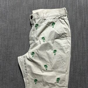 Brooks Brothers 346 Mens Palm Tree Embroidered Chino Pants Khaki Tan W37 L30